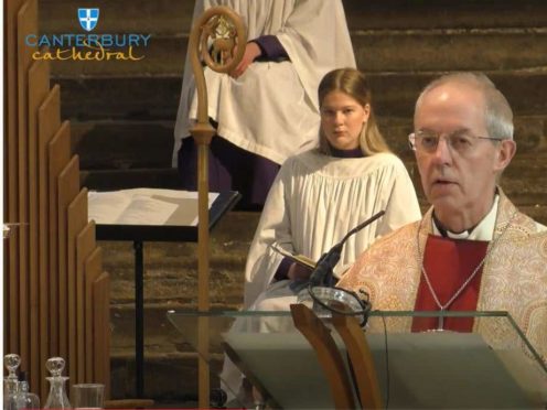 The Archbishop of Canterbury Justin Welby spoke during a livestream from Canterbury Cathedral on Sunday, April 11 2021 (Canterbury Cathedral/PA)