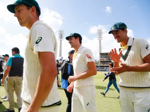 Josh Hazlewood (left), Pat Cummins (centre) and Mitchell Starc (right) have denied knowledge of the sandpaper plot (Jason O’Brien/PA)