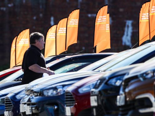 New car sales were down around 13% on the pre-pandemic April average, preliminary figures show (Peter Byrne/PA)