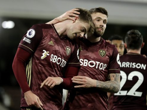 Patrick Bamford, left, scored his last goal for Leeds at Fulham in March (Matt Dunham/PA)