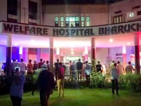 The fire broke out at the Welfare Hospital in Bharuch, western India (KK Productions/AP)