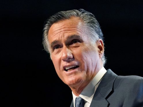 Mitt Romney addresses the Utah Republican Party 2021 Organising Convention (Rick Bowmer/AP)