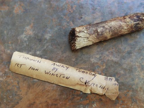 A cigar butt discarded by Sir Winston Churchill which is being put up for auction (Gareth Fuller/PA)