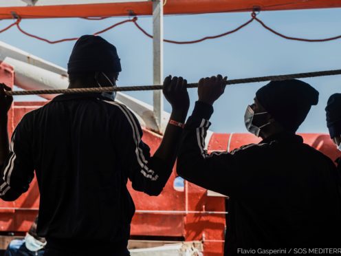 Migrants on board the Ocean Viking (Flavio Gasperini/SOS Mediterranee/AP)