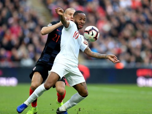 Croatia’s Domagoj Vida and England’s Raheem Sterling (Mike Egerton/PA)