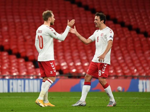 Denmark’s Thomas Delaney (right) has revealed Christian Eriksen’s plight has brought the squad closer together (Daniel Leal Olivas/PA)
