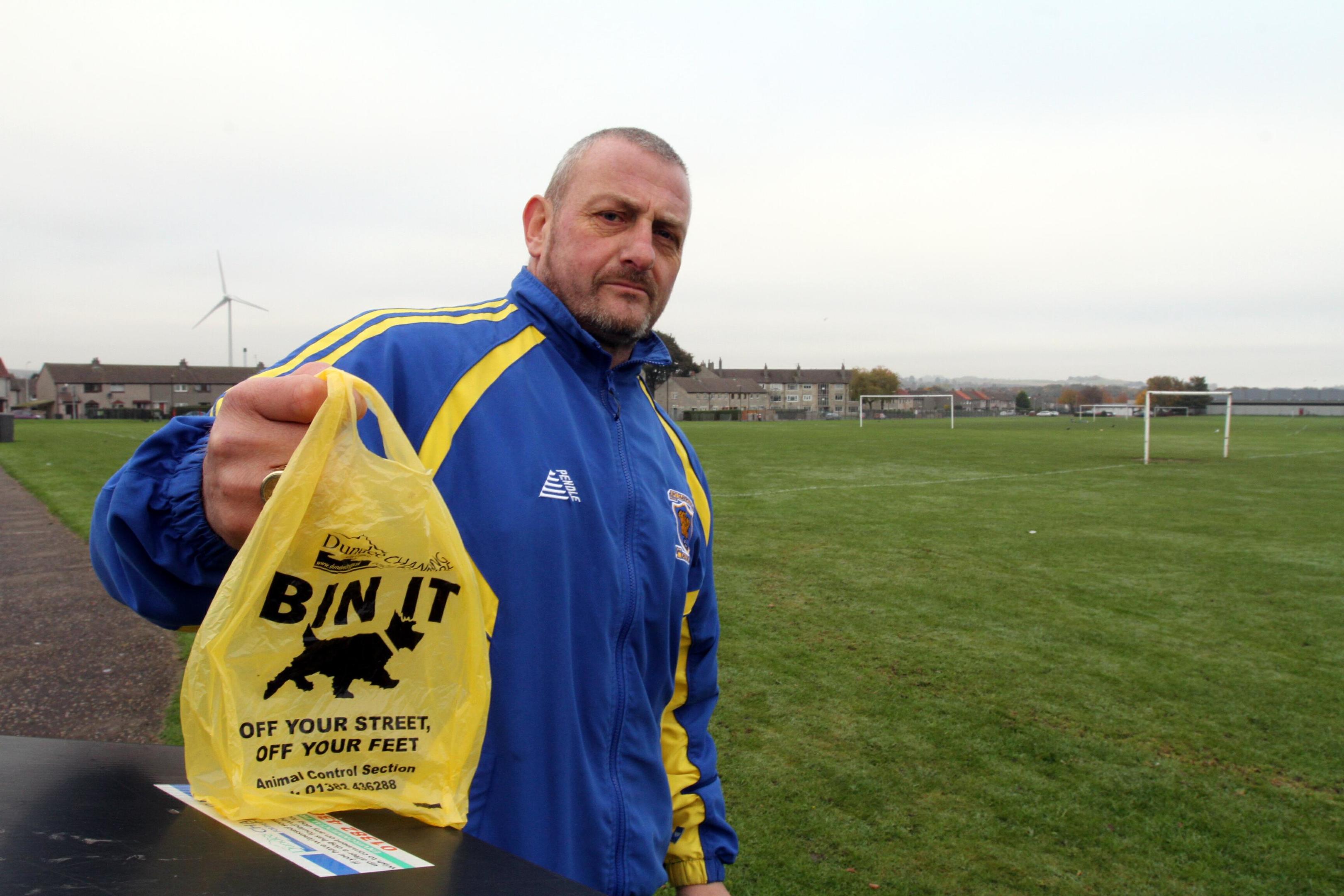 FC Claypotts manager Callum Ogilvie is sick of dog fouling.