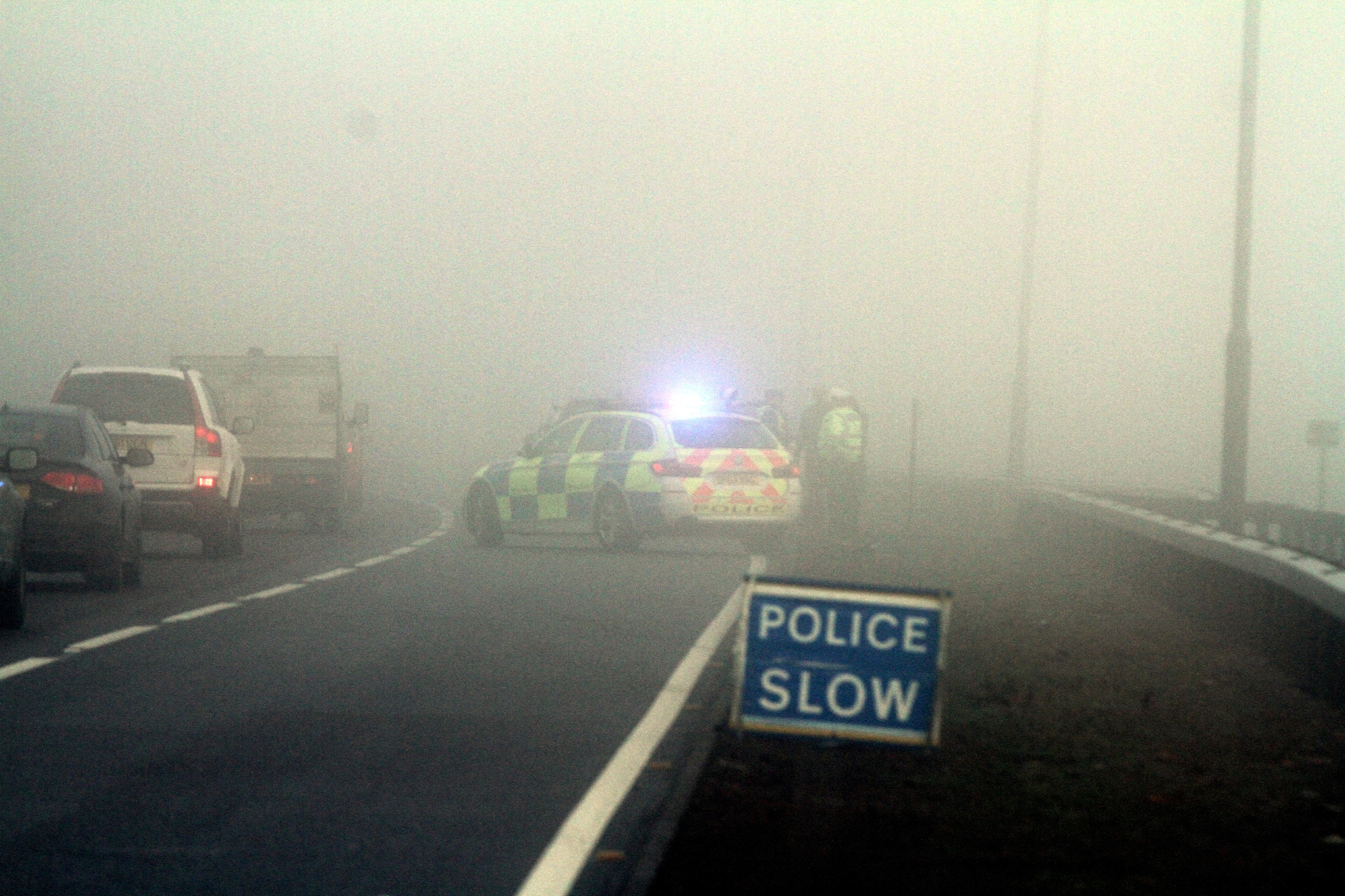 A police vehicle at the scene.