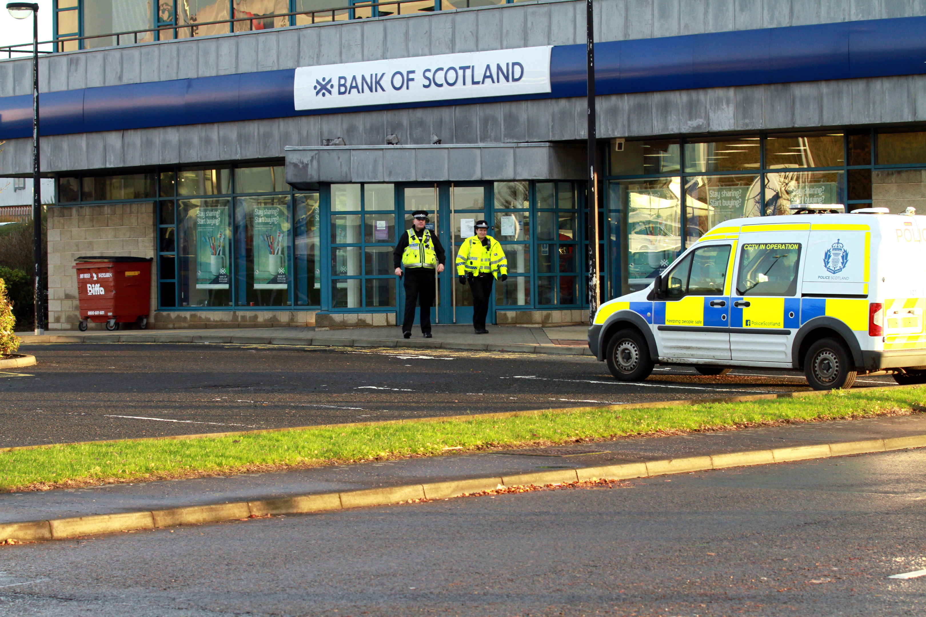 Police outside the bank.
