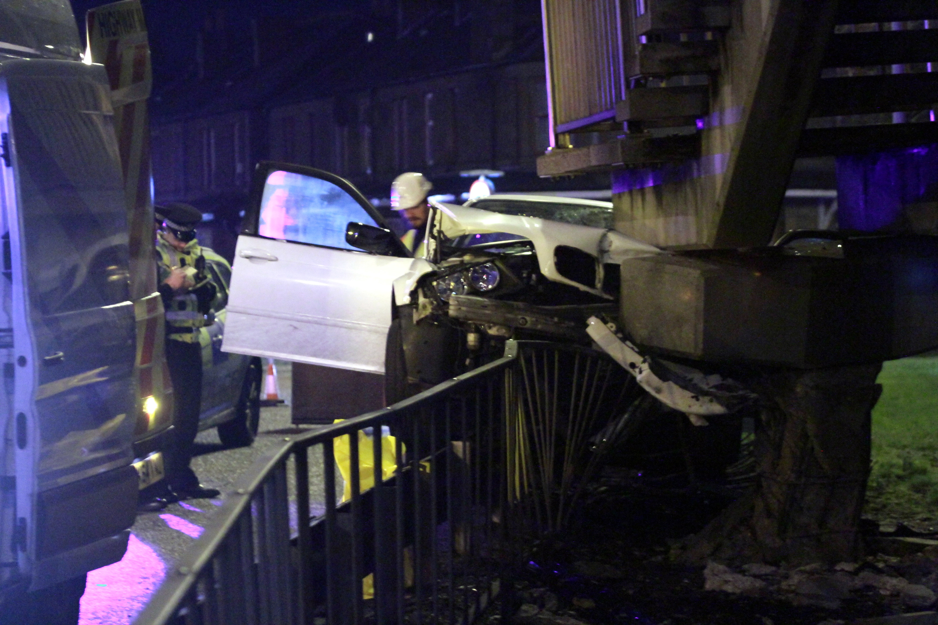 Video BMW crash Car wedged in Kingsway footbridge Evening Telegraph