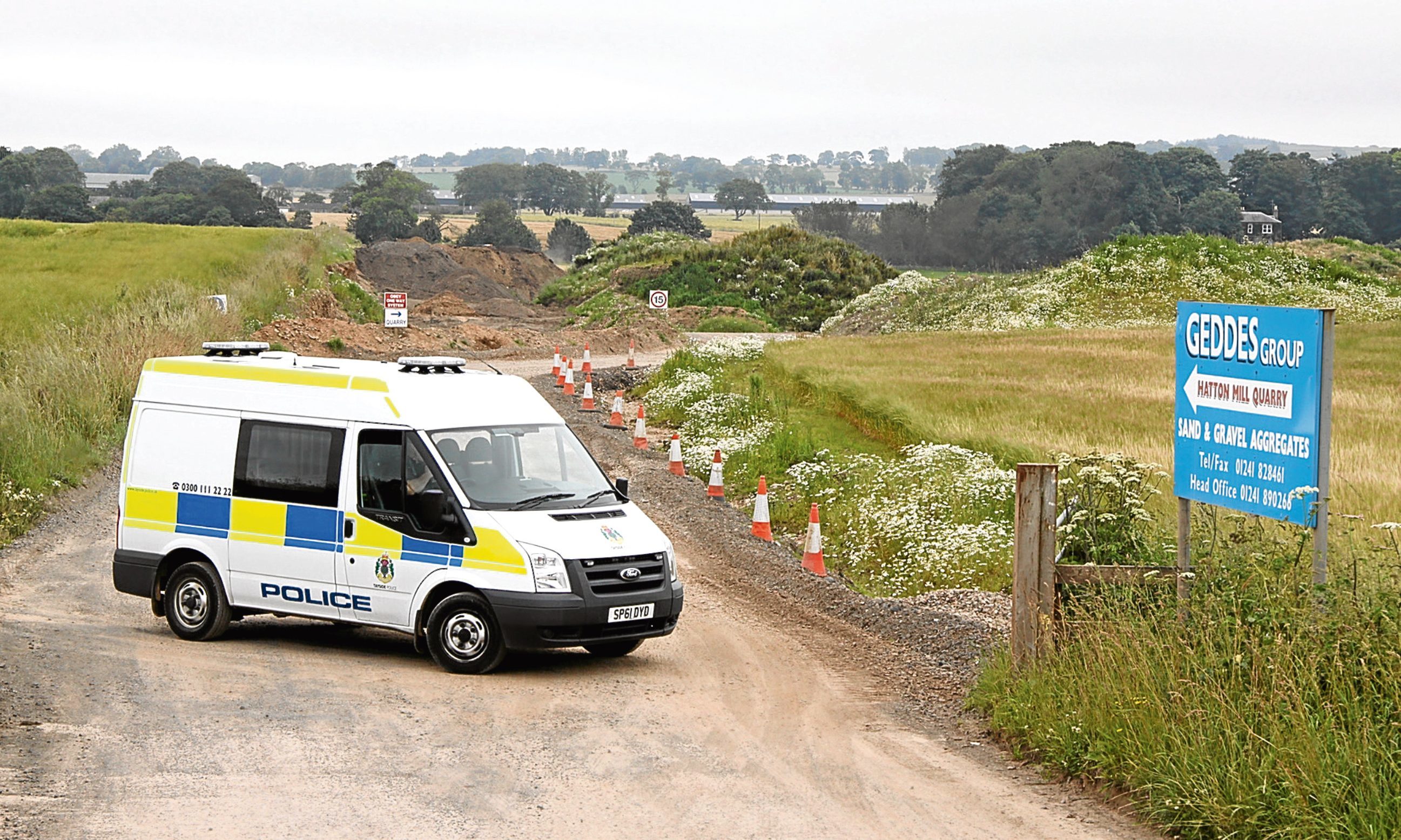 Police at Hatton Mill Quarry in Friockheim, Angus, in 2012.