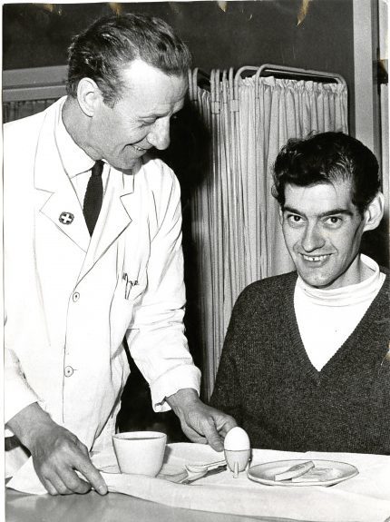 Angus sits down to enjoy his first meal in 392 days in 1966