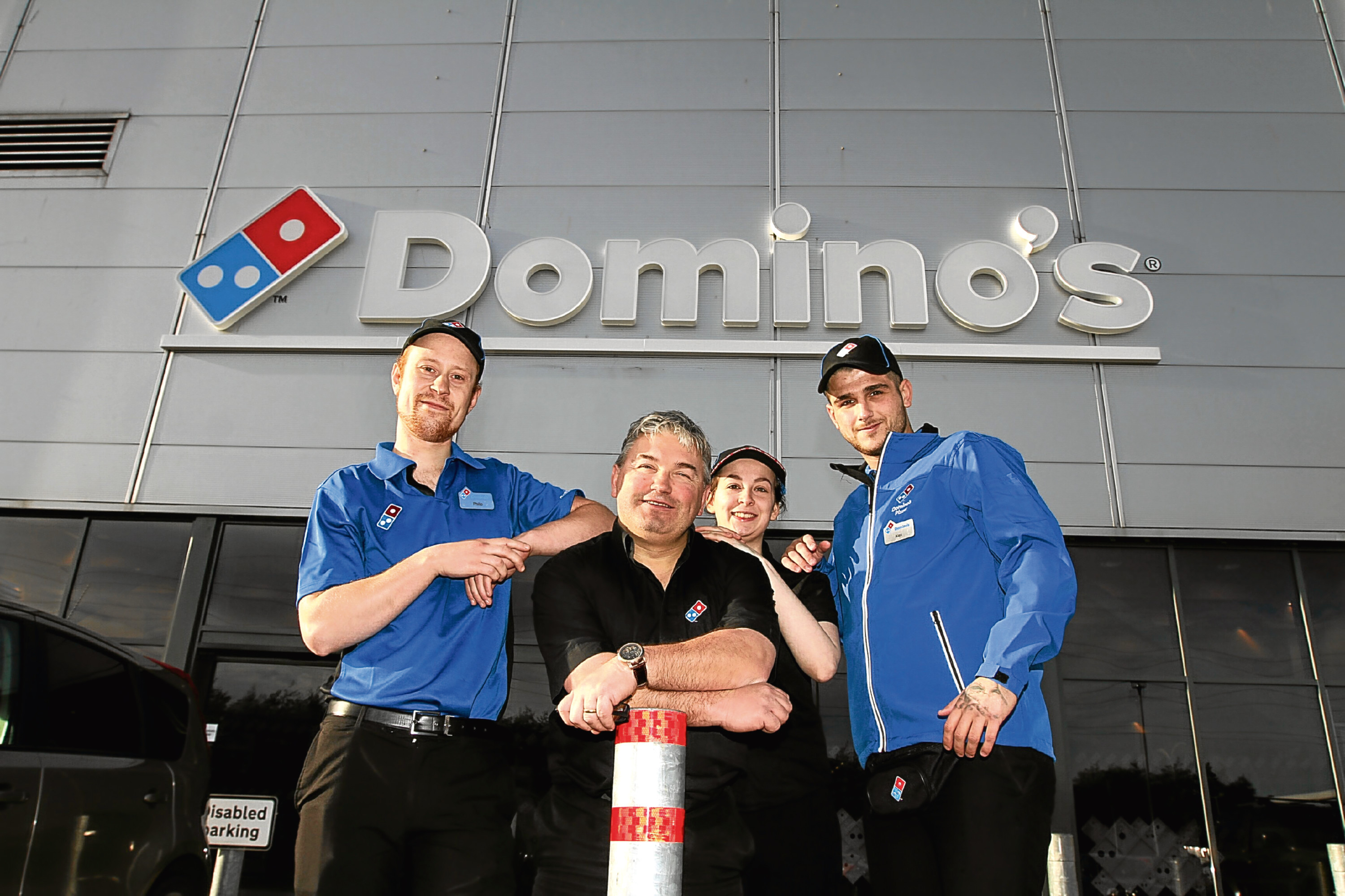 Steve Robson with staff Alex Taylor, Lottie Ford and Phillip Bruce