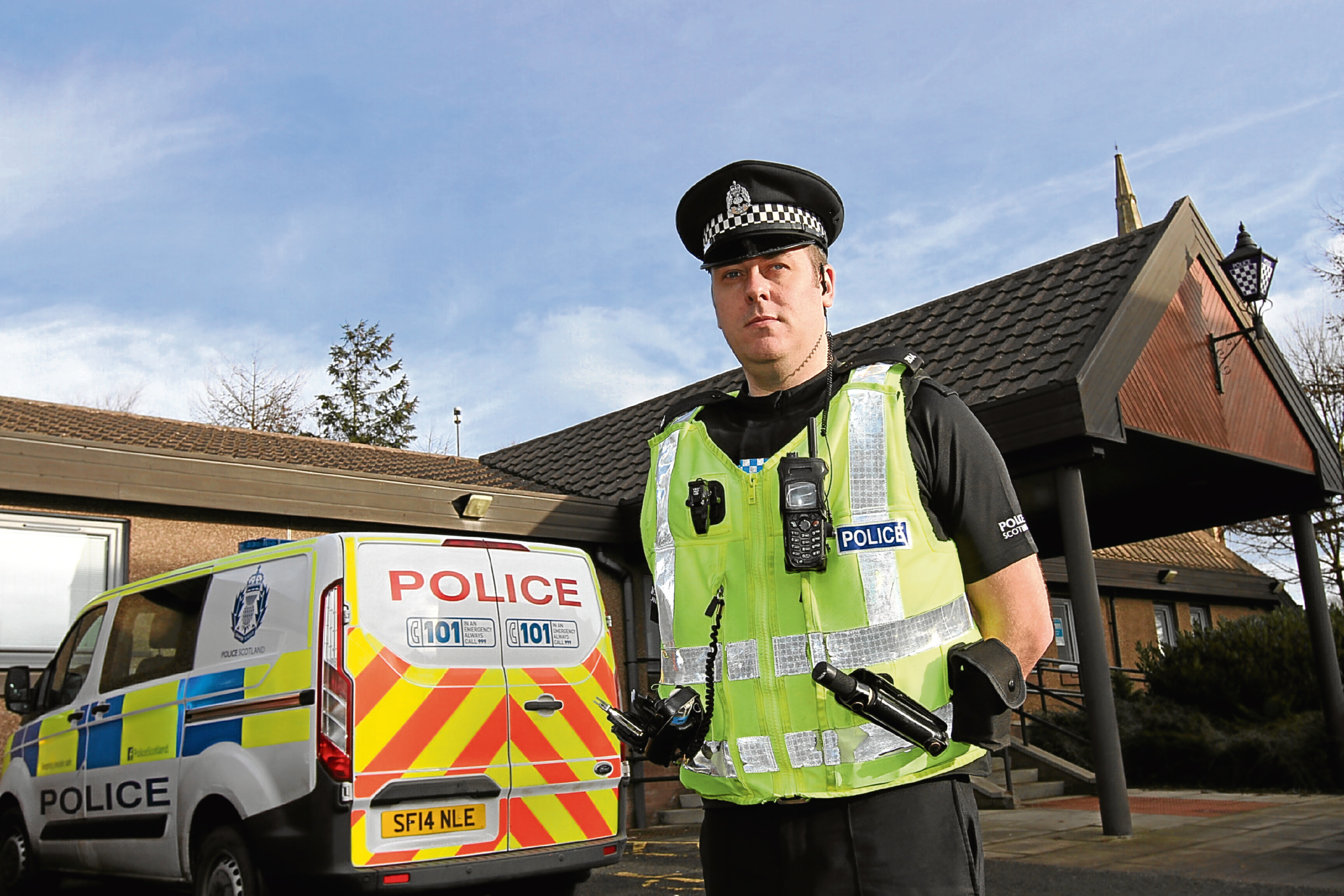 Sgt Ryan MacDonald pictured outside Lochee Police Station.