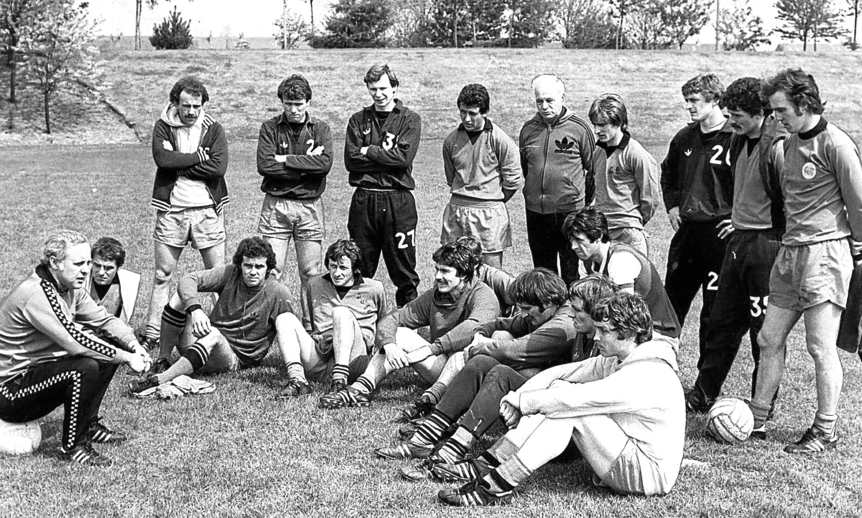 Former Dundee United manager Jim McLean didn’t pull any punches when he felt his players were under-performing. Above Jim and the squad prepare for the 1981 Scottish Cup Final replay.