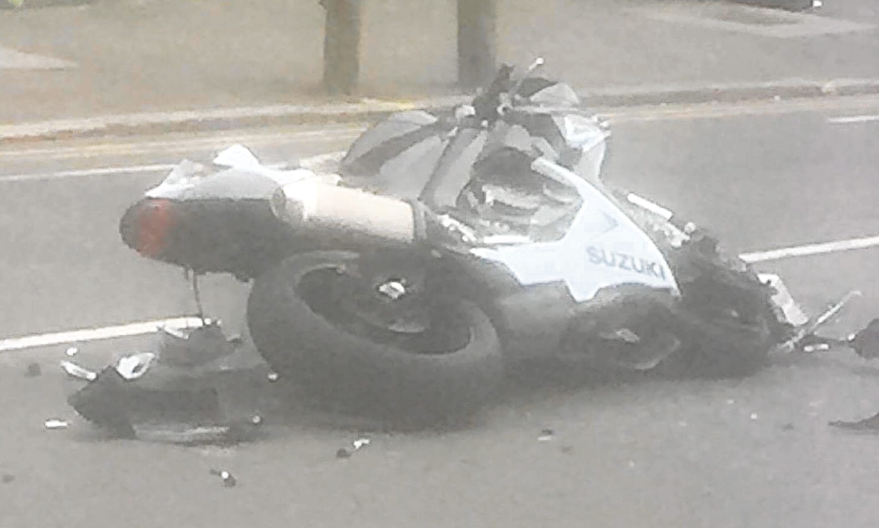 ‘Loud bang’ heard and injured man seen lying in street after bike and