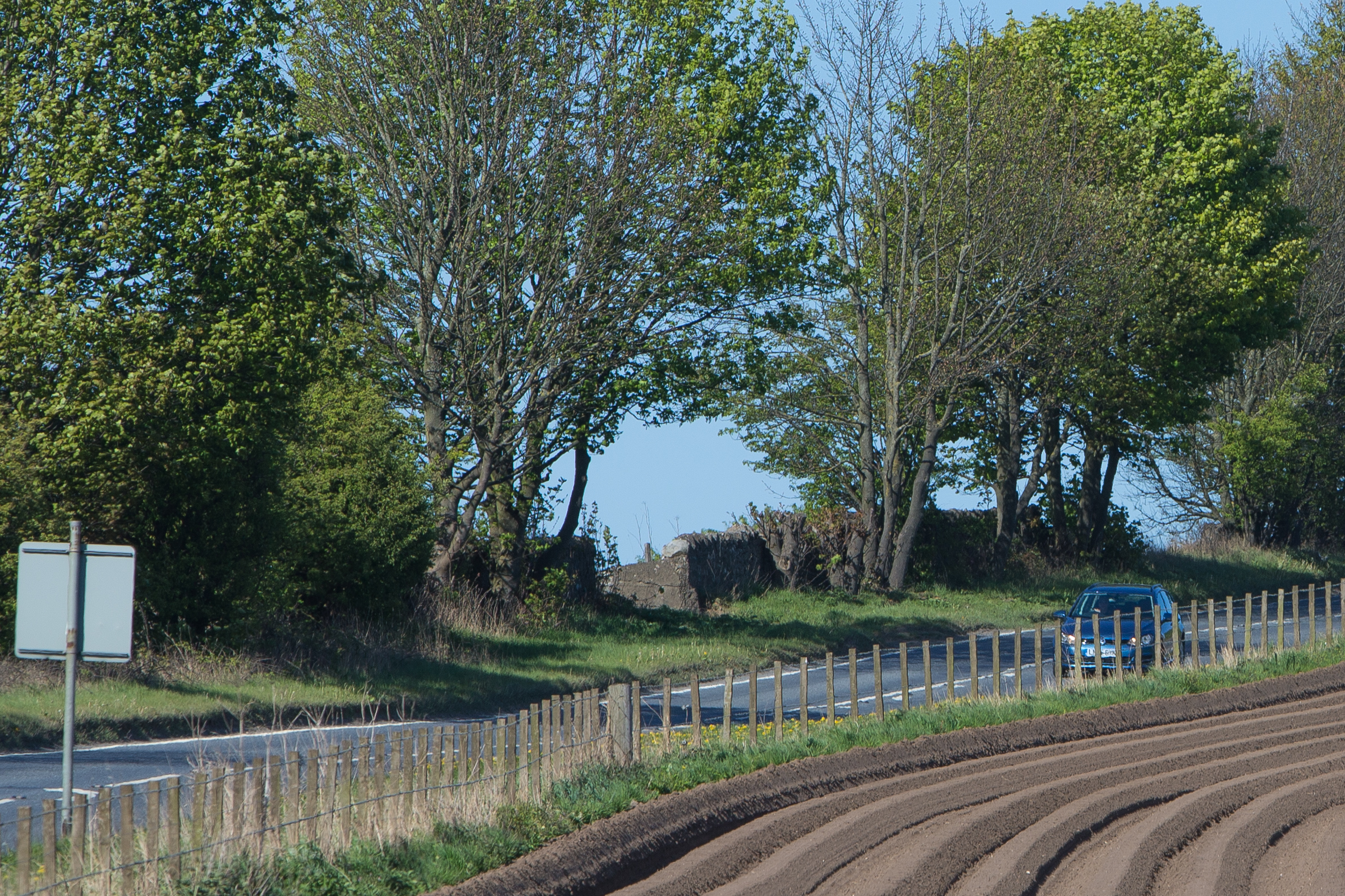 Scene on the A914 where a rider lost his life in a road accident