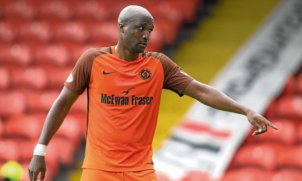 William Edjenguele in action for Dundee United