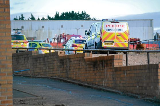 Police at the former Texol factory site
