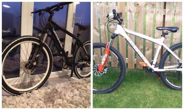 The stolen black Commencal and Carrerra Kracken mountain bikes