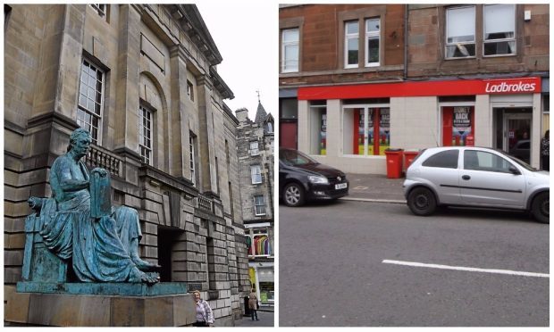 The High Court in Edinburgh and the Ladbrokes store on Strathmartine Road