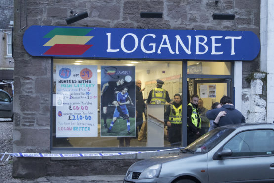 Police at the scene after the attempted robbery.