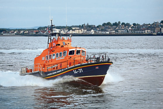 A Broughty Ferry lifeboat in action.