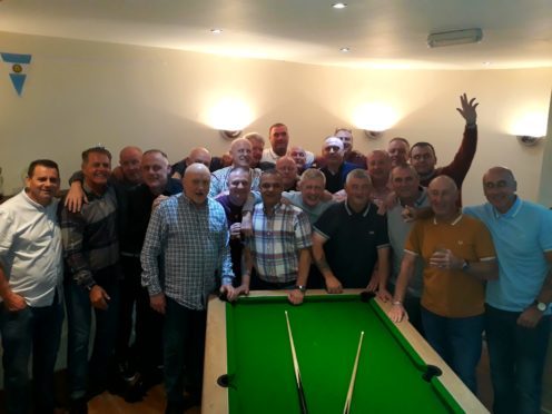 Some of those who attended the recent Lawside FP AFC reunion, recalling tales of their very successful spell in the Midland Amateur FA