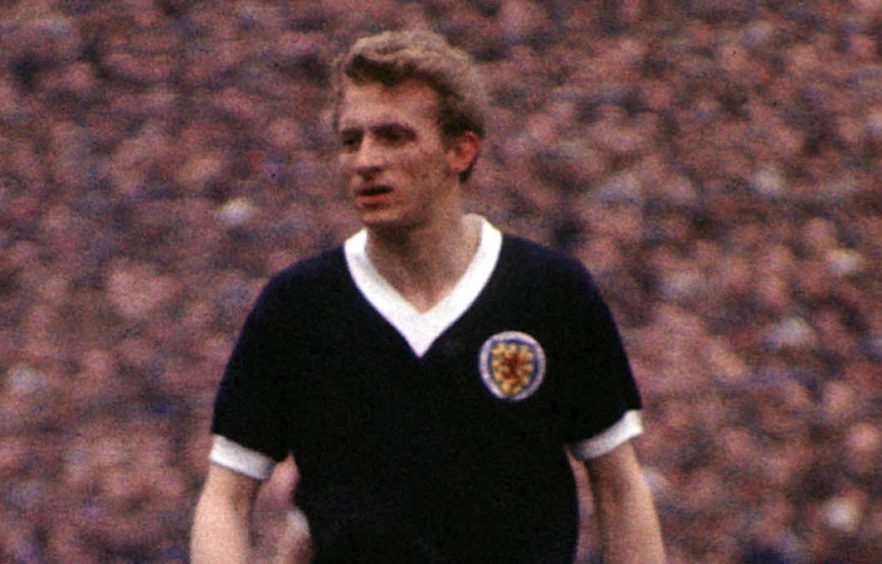 Denis Law in action for Scotland in 1964.
