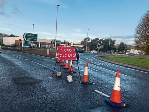 Scene of the fatal accident on the A9 Inveralmond-Broxden Roundabout, Perth