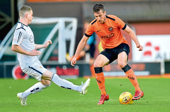 Dundee United defender Callum Booth (right) was forced off late on at the weekend after suffering a hamstring problem.