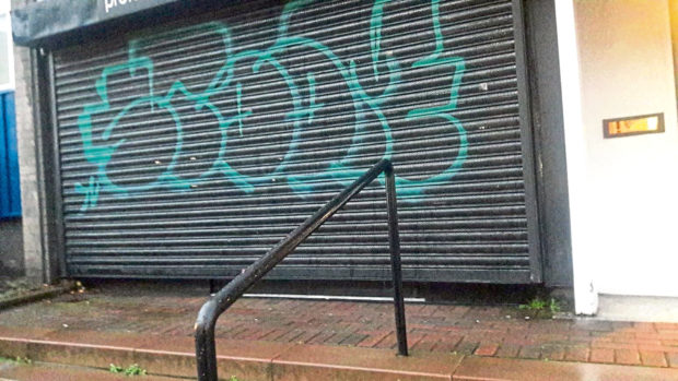 Some examples of the graffiti on buildings in the Hawkhill area.