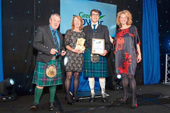 Pictured are, from left, Mr McIlwraith, Mary Colvin of Ninewells Community Garden, Findley Forrest from GreenPower and Ms Humble.