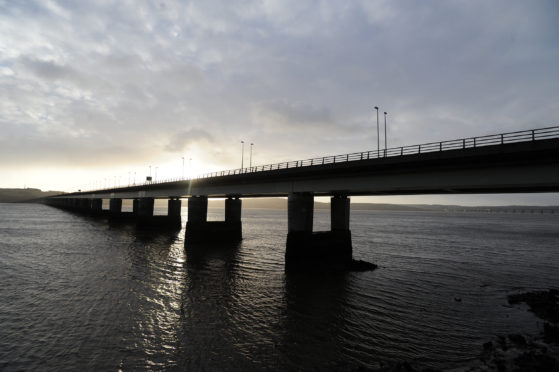 Kim Cessford - 05.12.13 - pictured is the deserted Tay Road Bridge which was closed due to the high winds