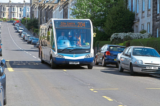 The 204 bus, in Windsor Street, Dundee.