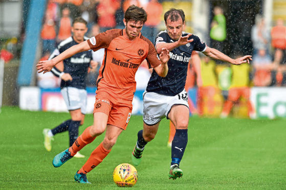 Dundee Utd's Sam Stanton (left) with Paul McGowan.