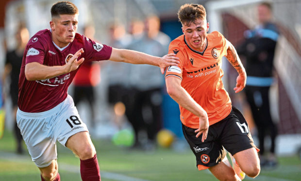 Twenty-one-year-old left-back Jamie Robson (right) has signed a new contract that will keep him at Tannadice until the summer of 2022.