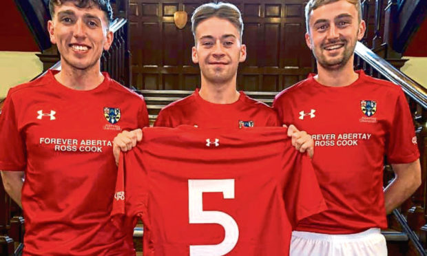 Elliot McPhelim, Jake Wright and Ryan Cruickshanks modelling the Ross Cook strips.