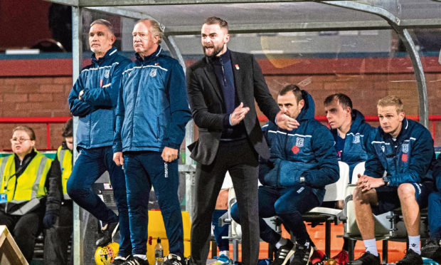 James McPake on the touchline during derby on Friday.