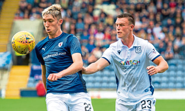 Jordan Marshall, left, in action against Raith Rovers.