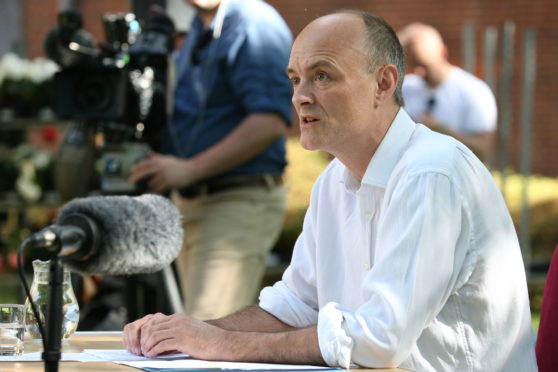 Dominic Cummings, senior aide to Prime Minister Boris Johnson, answers questions from the media.
