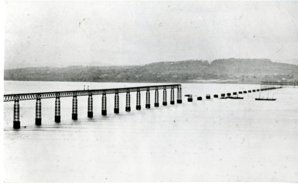 The Tay Rail bridge as it stood after the disaster.