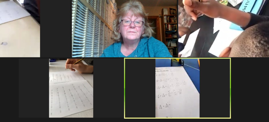 Eileen leading a group maths session on Zoom to Kumon Study Centre pupils.