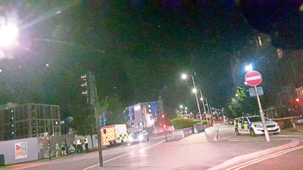 Emergency services at the incident.