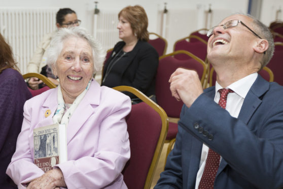 Jean with author Sinclair McKay sharing a joke at the 2017 Veterans Reunion.