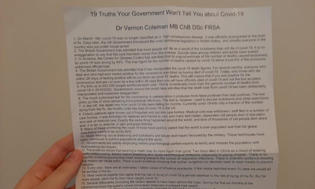 The leaflets were posted through people's letterboxes