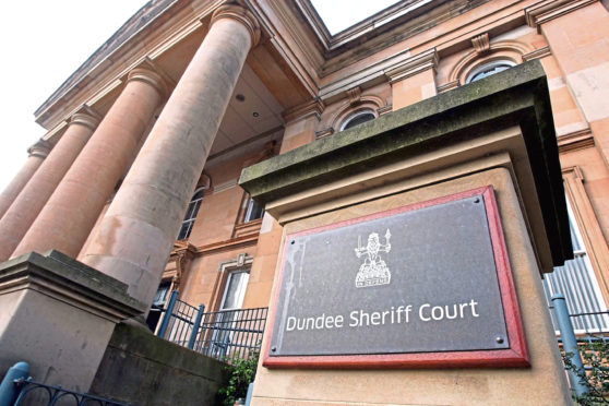 Gordon Robbie Evening Telegraph building exterior and sign of Dundee Sheriff Court Bell Street Dundee