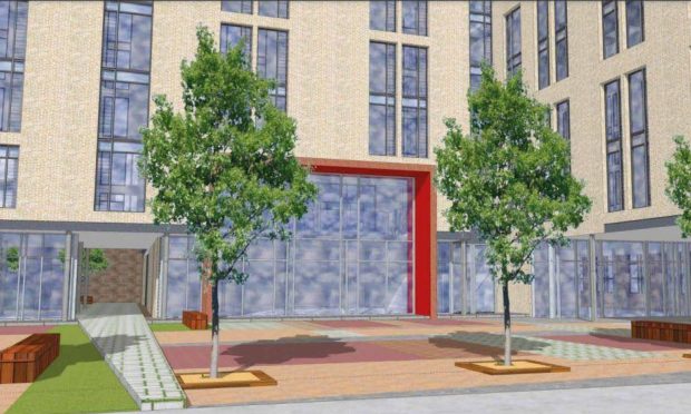 An artists impression of how one of the entrances to the halls could look.