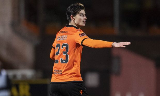 Dundee United midfielder Ian Harkes celebrates his goal against St Mirren.