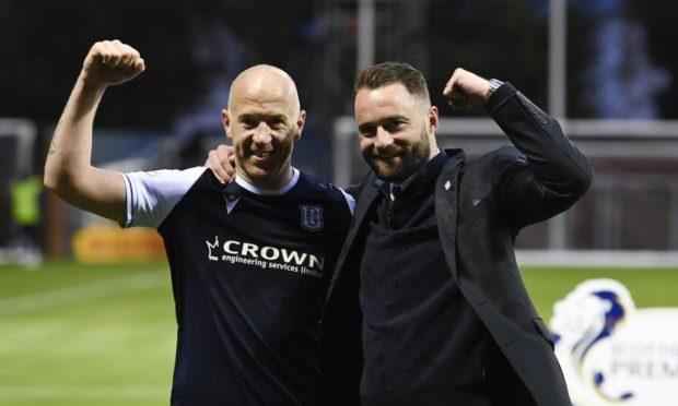 Charlie Adam and James McPake celebrate.